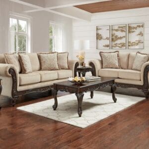 8550 Emma Wheat/ 2 PC Sofa and Love Cream Classy Set